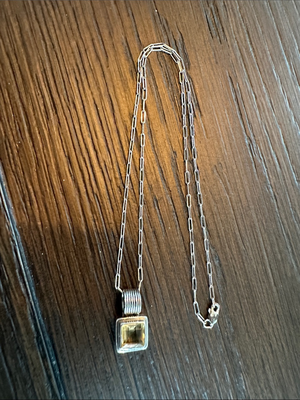 Lorie Ann Sterling Silver Necklace with Yellow Gem Pendant